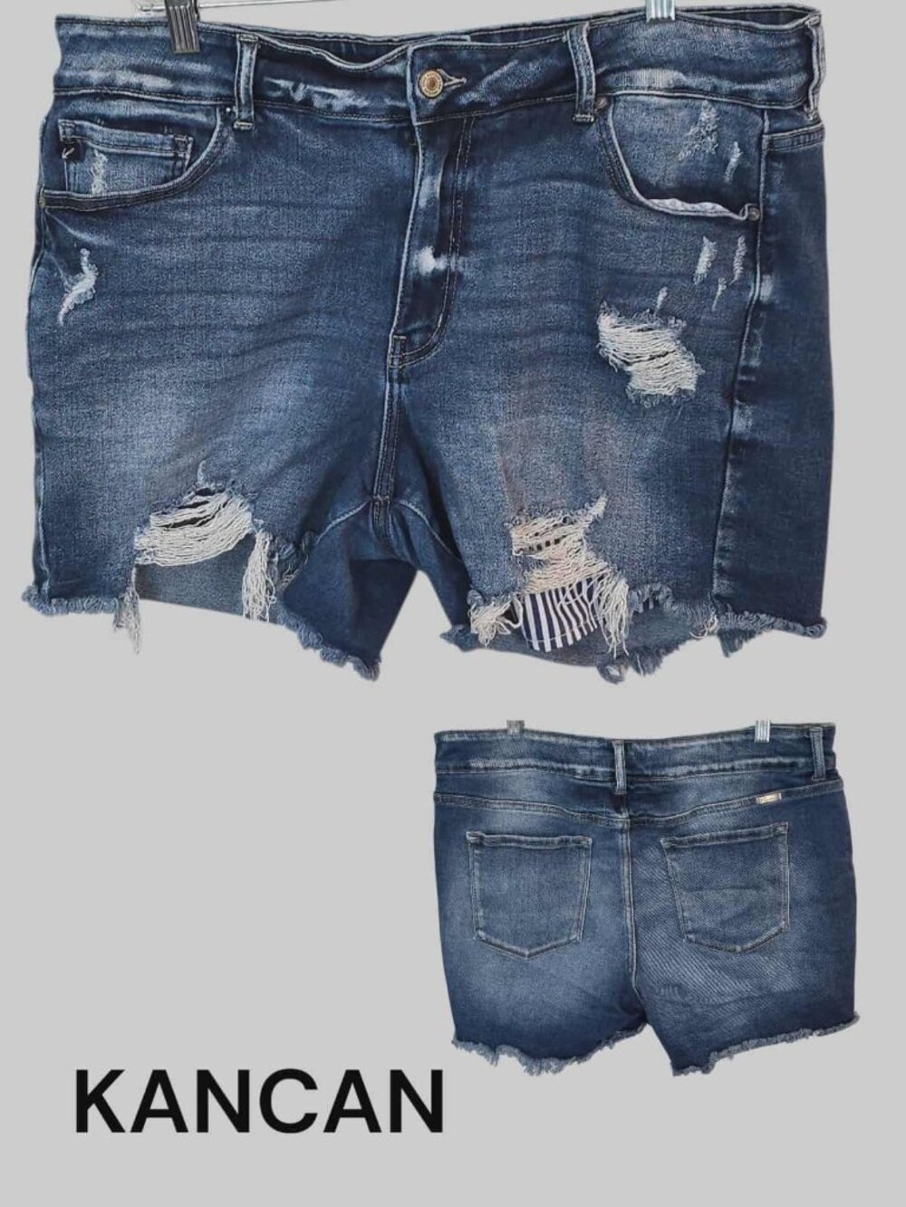 Kancan  Distressed Frayed Raw Hems Denim Jean Shorts Womens Plus 18